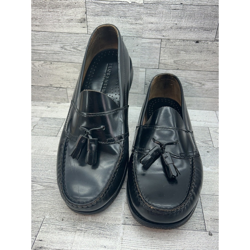 Florsheim Black Leather Tassel Loafers 3 times broader!